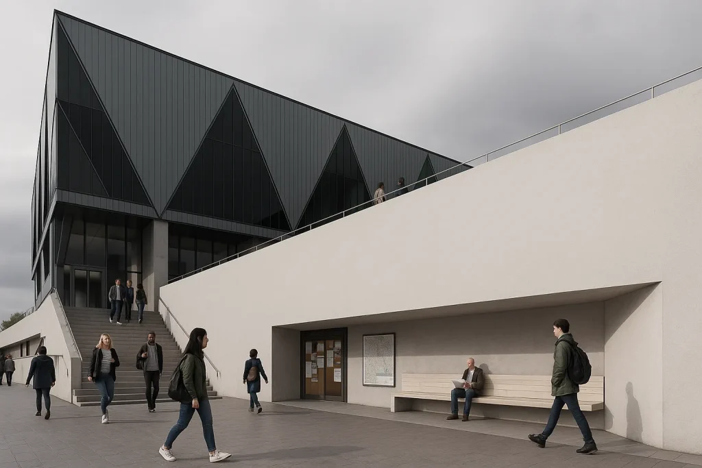 Rendering e animazione 3D di un edificio moderno in Svizzera con spazi residenziali, commerciali e uffici | 3D-Rendering und Animation eines modernen Gebäudes in der Schweiz mit Wohn-, Büro- und Gewerbeflächen | 3D rendering and animation of a modern building in Switzerland with residential, commercial and office spaces