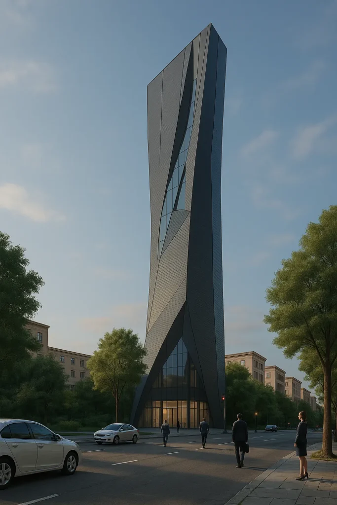 Rendering di un edificio svizzero con forme pulite, facciata in pietra e grandi aperture vetrate | Rendering eines Schweizer Gebäudes mit klaren Formen, Steinfassade und großen Glasflächen | Rendering of a Swiss building with clean lines, stone facade, and large glazed openings