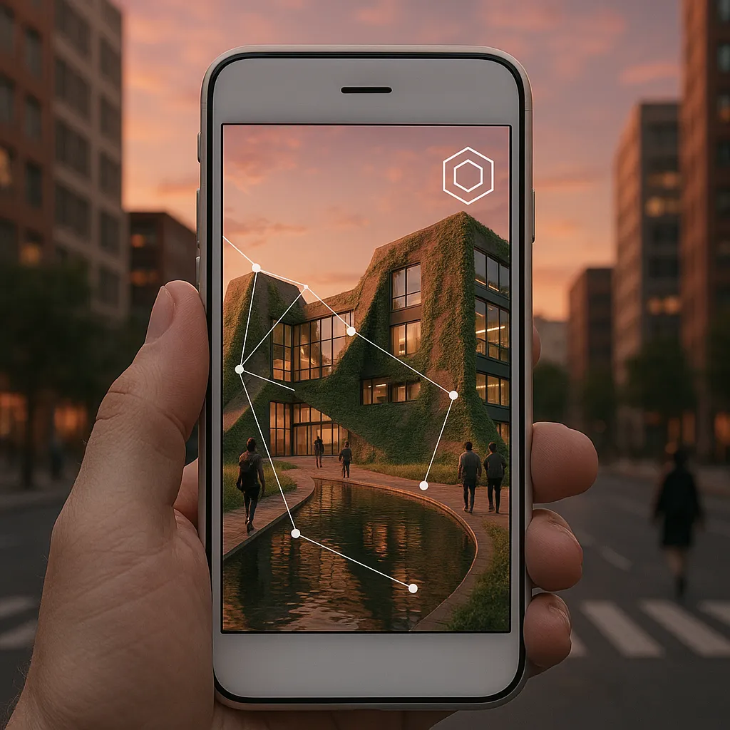 Esperienza in realtà aumentata con modello 3D sovrapposto a uno spazio reale tramite smartphone o tablet | Augmented-Reality-Erlebnis mit einem 3D-Modell über einem realen Raum via Smartphone oder Tablet | Augmented reality experience with a 3D model overlaid on a real-world space via smartphone or tablet