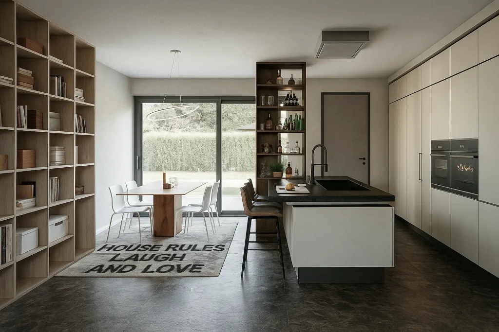 Rendering 3D di una villa moderna a Zurigo con ampie vetrate, terrazze panoramiche e giardino privato | 3D-Rendering einer modernen Villa in Zürich mit großen Glasfronten, Panorama-Terrassen und Privatgarten | 3D rendering of a modern villa in Zurich with large windows, panoramic terraces and private garden