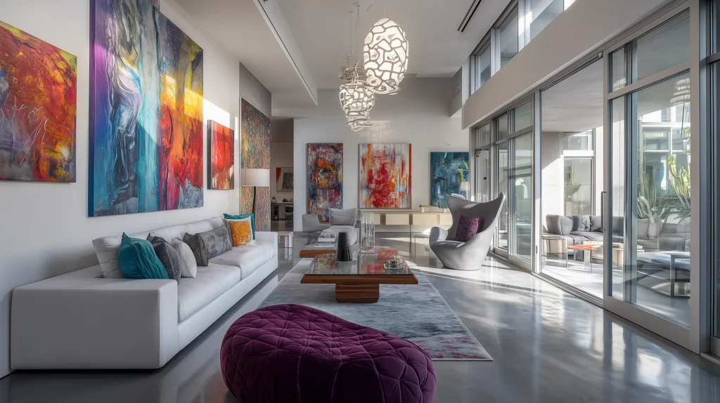 3D rendering of a luxury modern living room in Switzerland