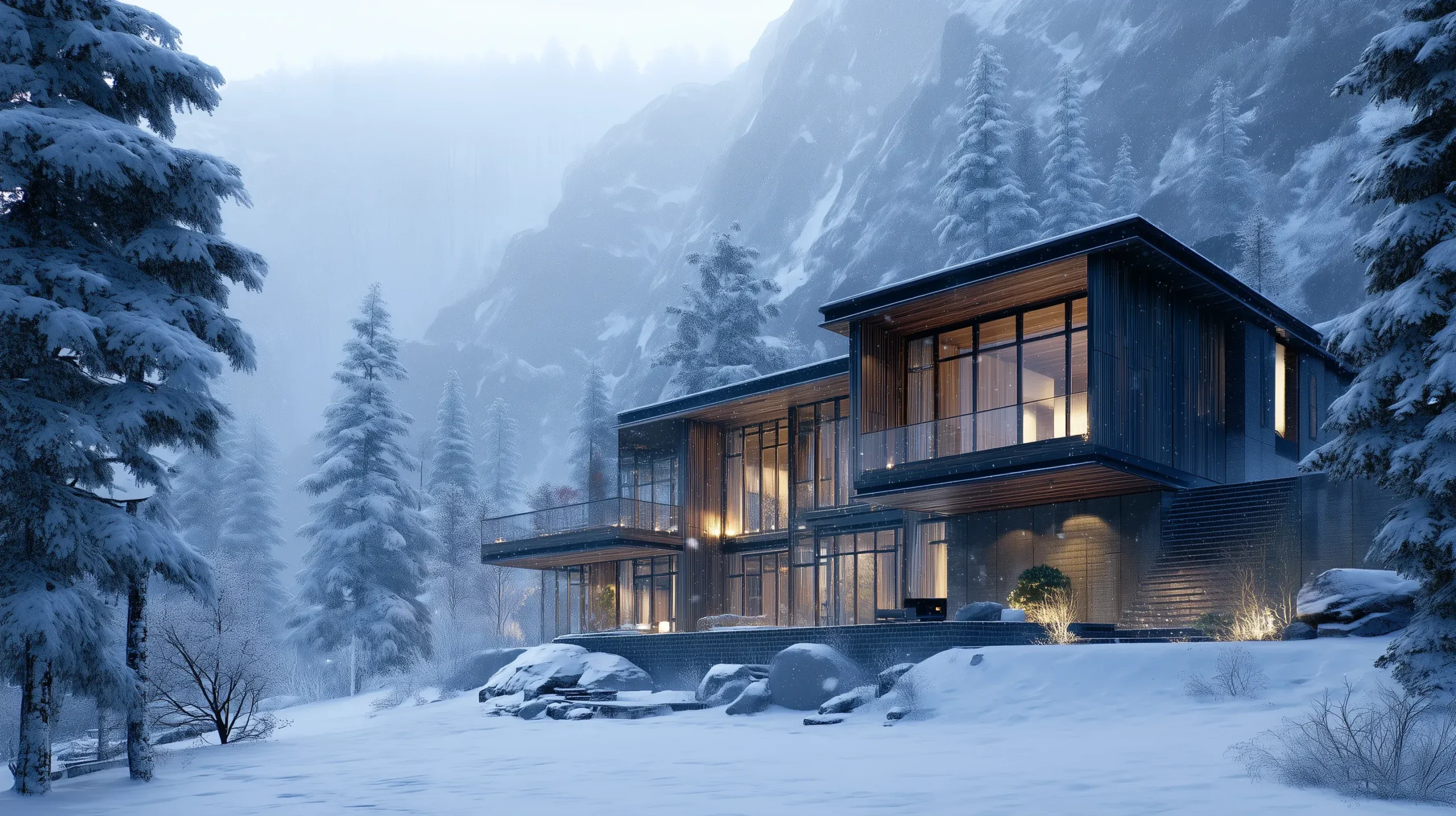 modellazione 3D villa in montagna in Ticino, Svizzera