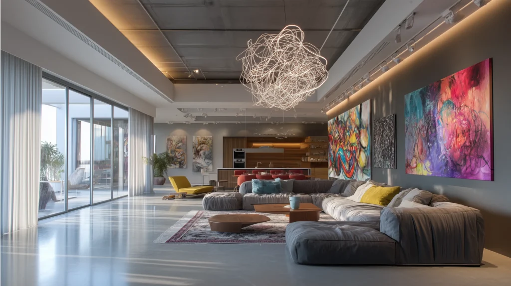 modello 3D soggiorno moderno di lusso in Svizzera