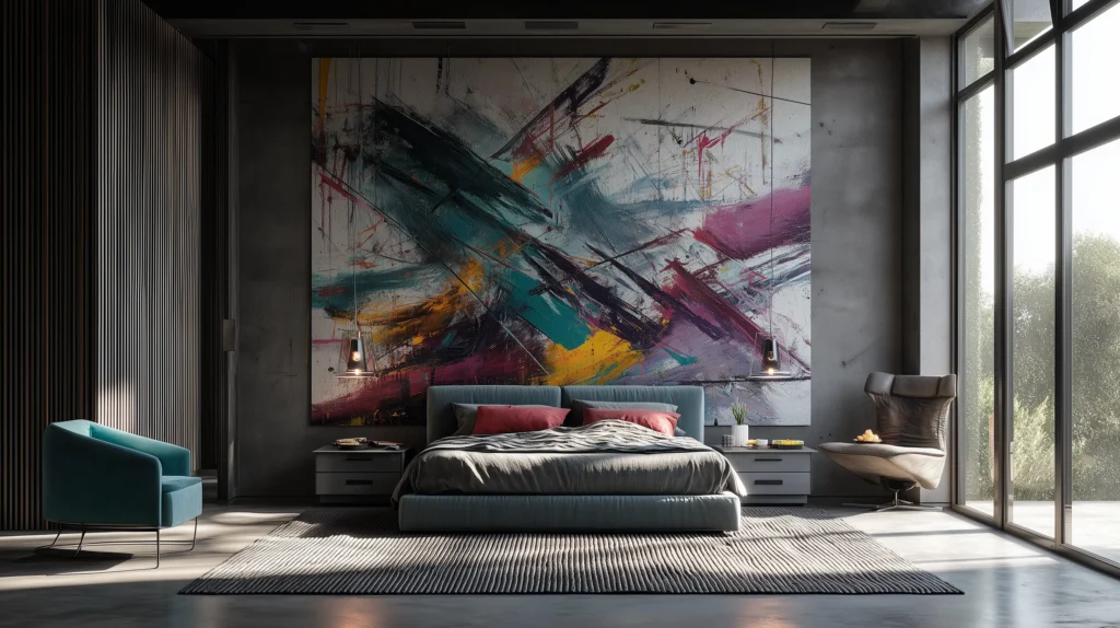 rendering camera da letto moderna di lusso a Lugano, Svizzera