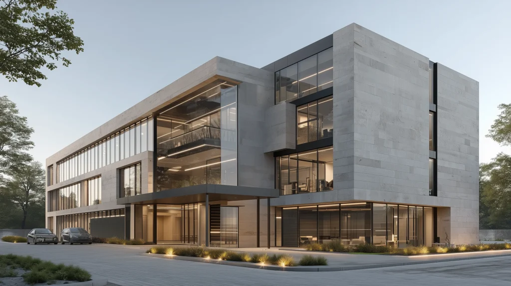 rendering edificio moderno di design a Zurigo, Svizzera