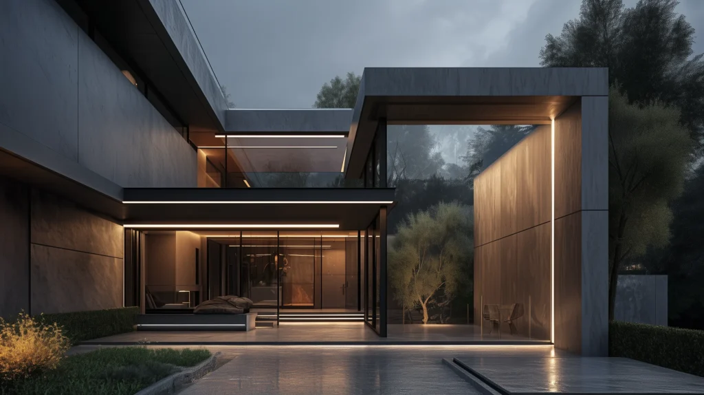 rendering villa moderna di lusso in Ticino, Svizzera