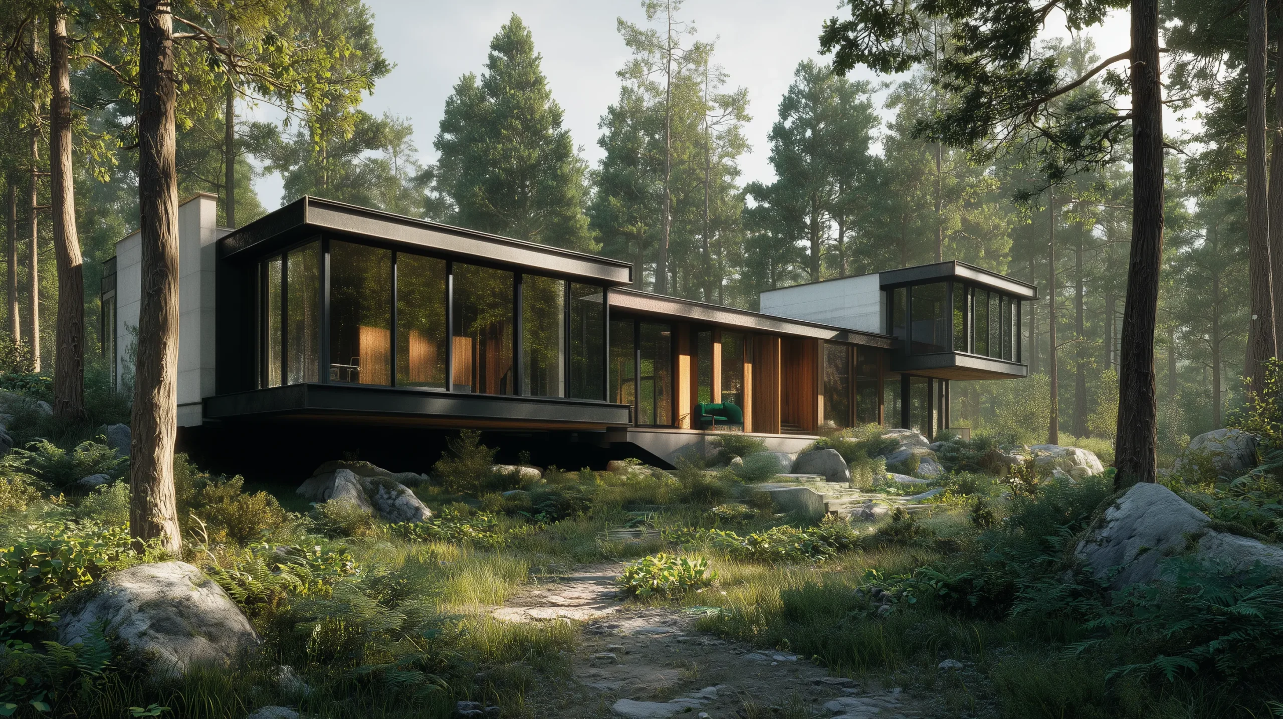 3D photorealistic rendering of a luxury villa in Switzerland