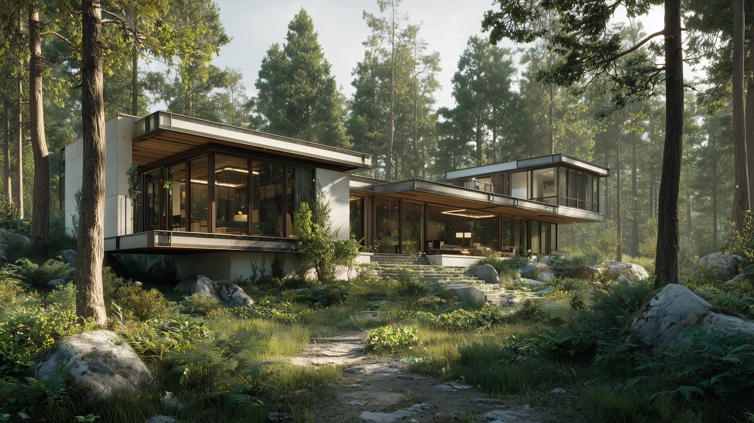 3D rendering of a modern villa in Switzerland